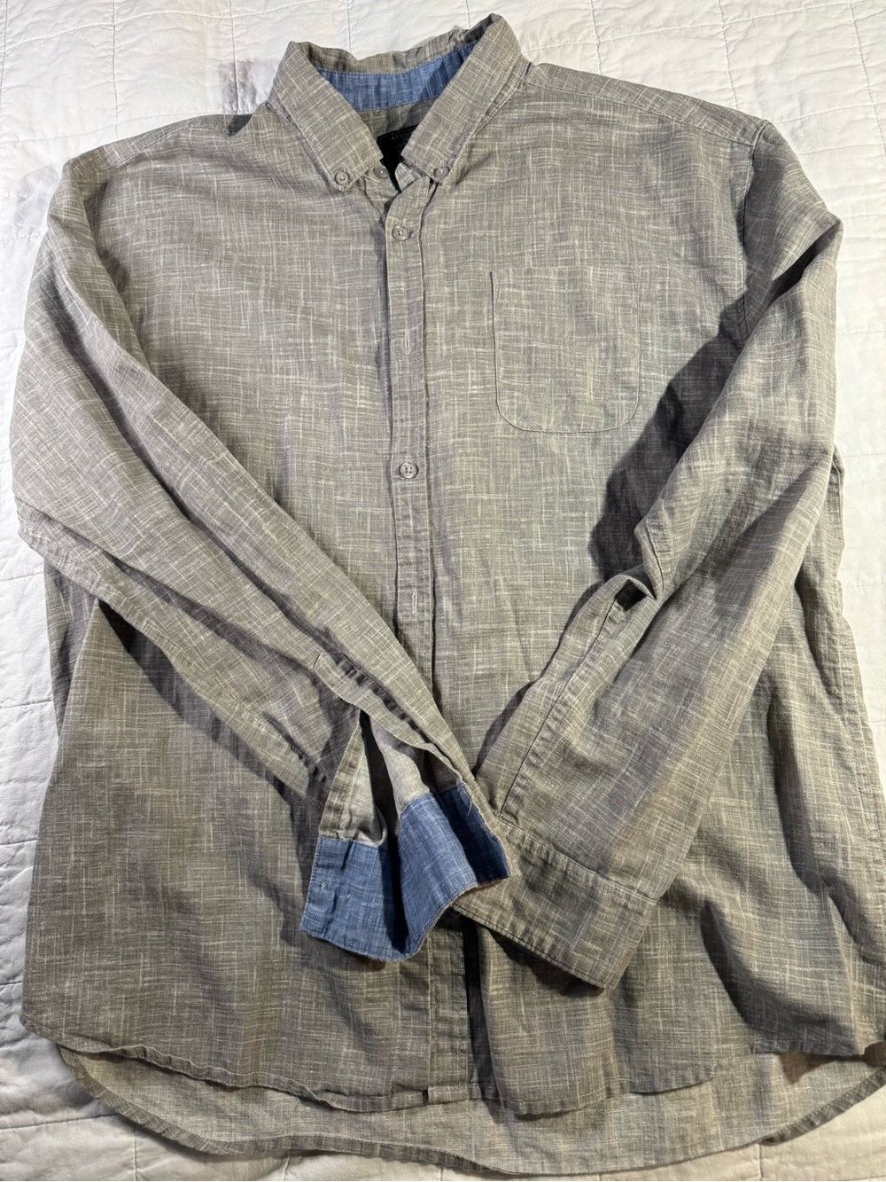 Artistry in Motion cotton/linen Textured Casual Button-Down Shirt